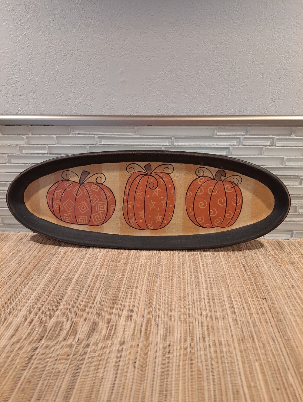 Vtg Donna White, Pumpkin Tray, Hearthside Collection,